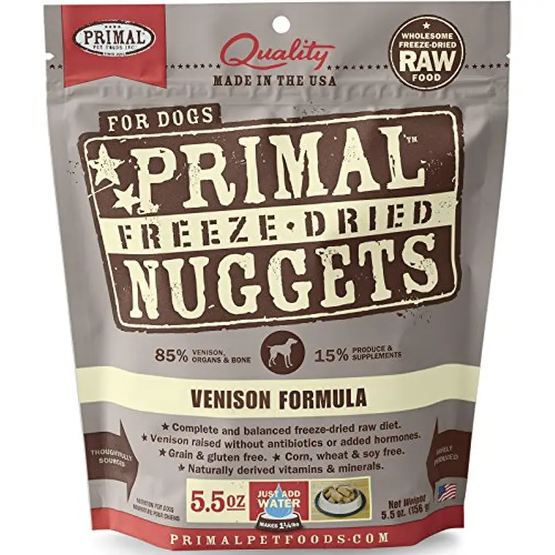 Primal Pet Foods Nuggets Grain-Free Venison Formula Freeze Dried Dog Food, 5.5 oz