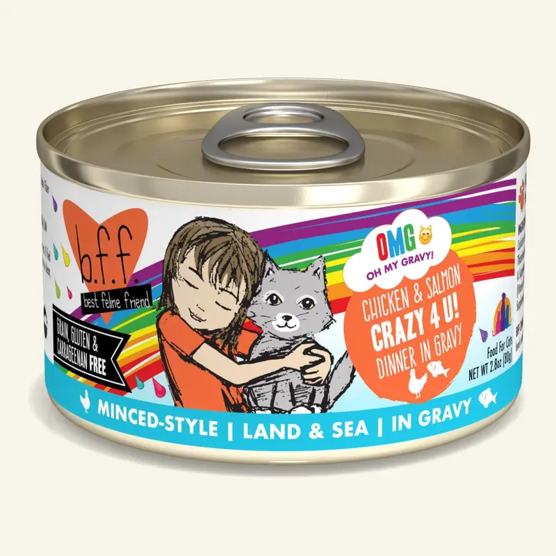 BFF OMG Wet Cat Food - Chicken & Salmon Crazy 4 U! - 2.8oz Can