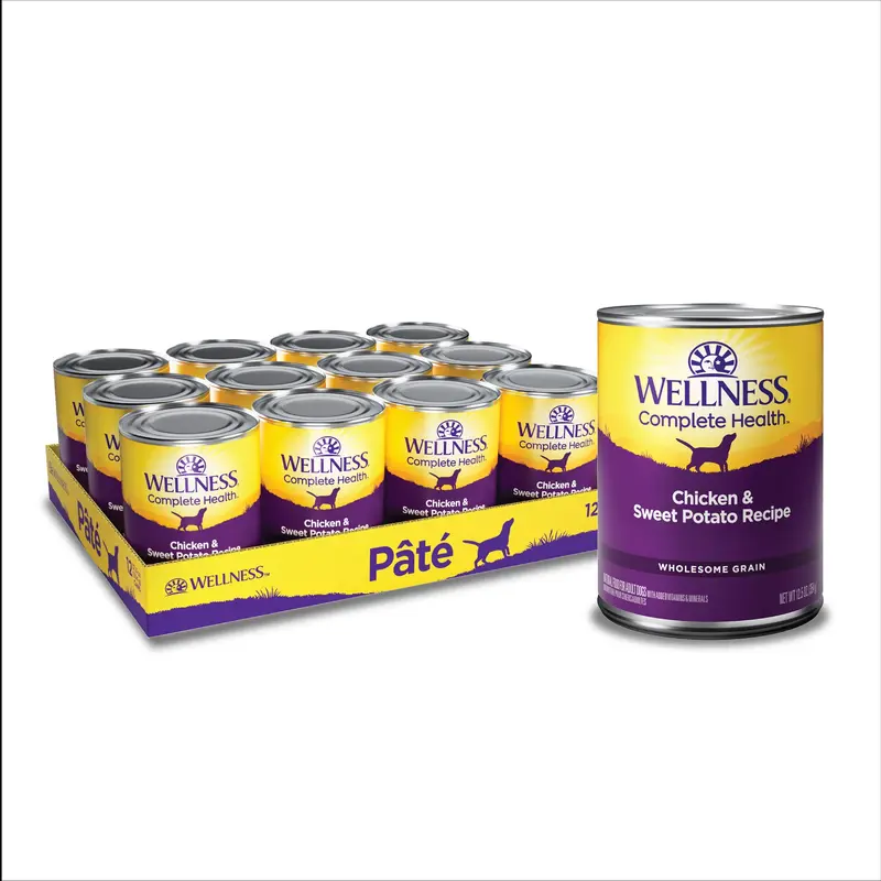 Wellness Complete Health Natural Wet Canned Dog Food Chicken & Sweet Potato 12.5oz Can