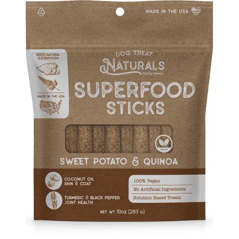 Dental Treat Naturals Superfood Sticks, Sweet Potato & Quinoa Dog Treats (10oz)