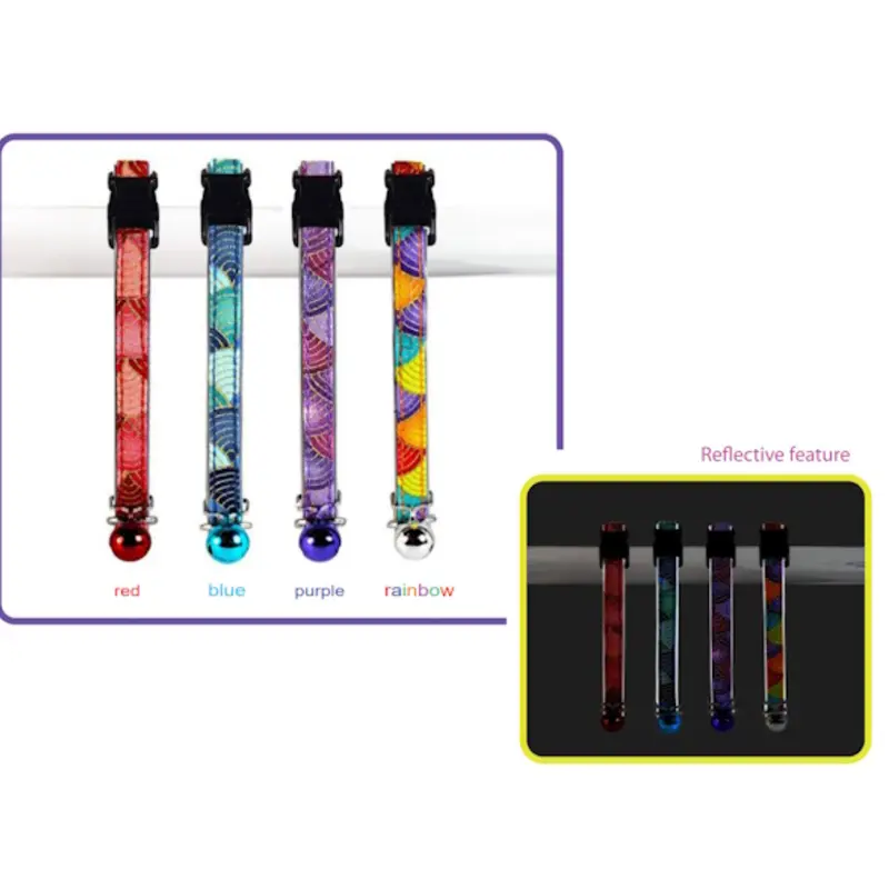 Goli Design Polyester Nami Rainbow Reflective Cat Collar7.25"