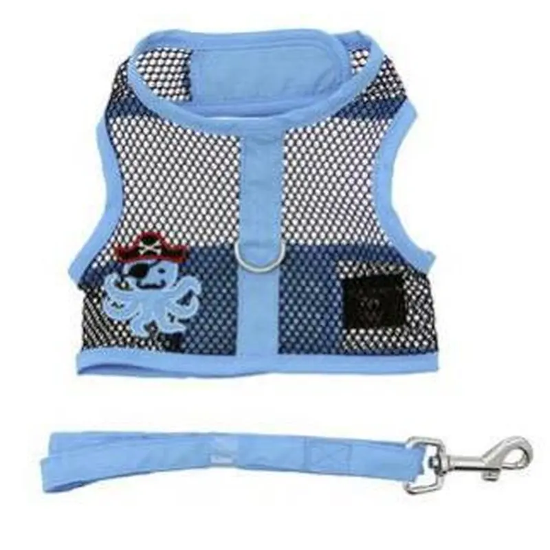 Pirate Cool Mesh Dog Harness - Pirate Octopus Blue and Black Doggie Design