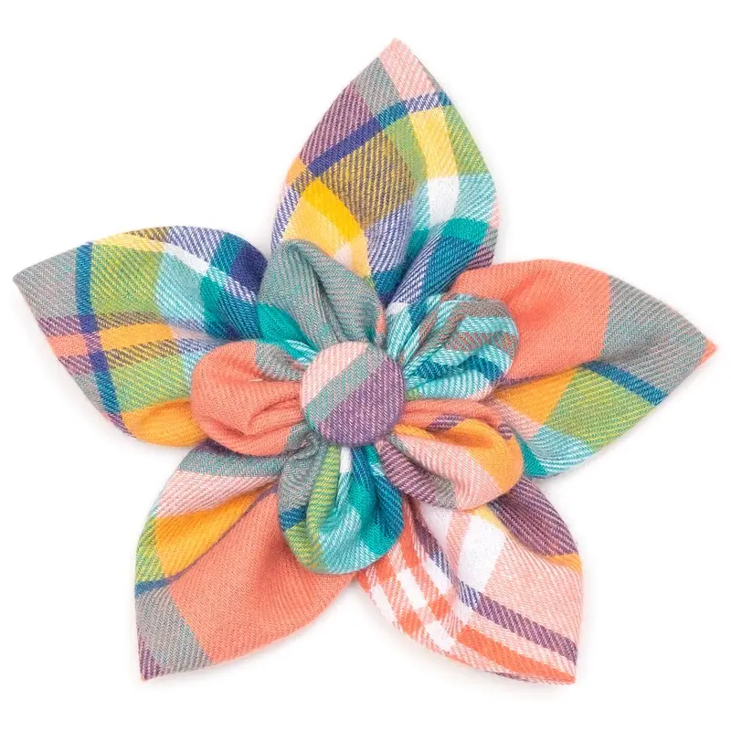 PEACH MULTI PLAID FLOWER