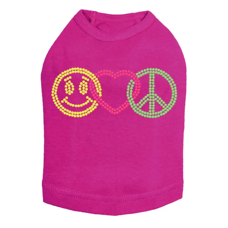 Smiley Face, Love, Peace - Dog Tank