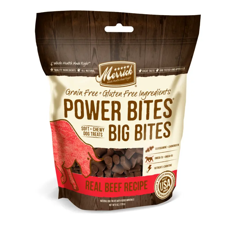 Merrick Power Bites Big Bites Real Beef Dog Treats