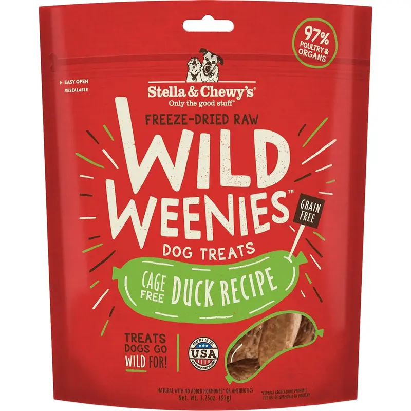 Stella & Chewy's Duck Wild Weenies Freeze-Dried Raw Dog Treats, 3.25 oz.