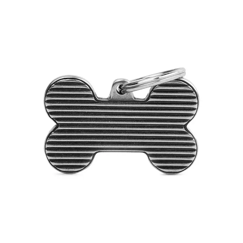 My Family ID Bronx Big Shutter Bone ID Tag in Antique Silver