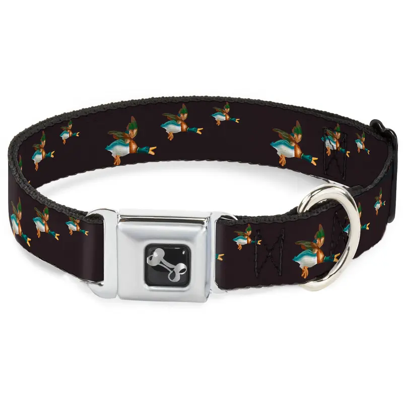 Dog Bone Seatbelt Buckle Collar - Flying Mallards Burgundy