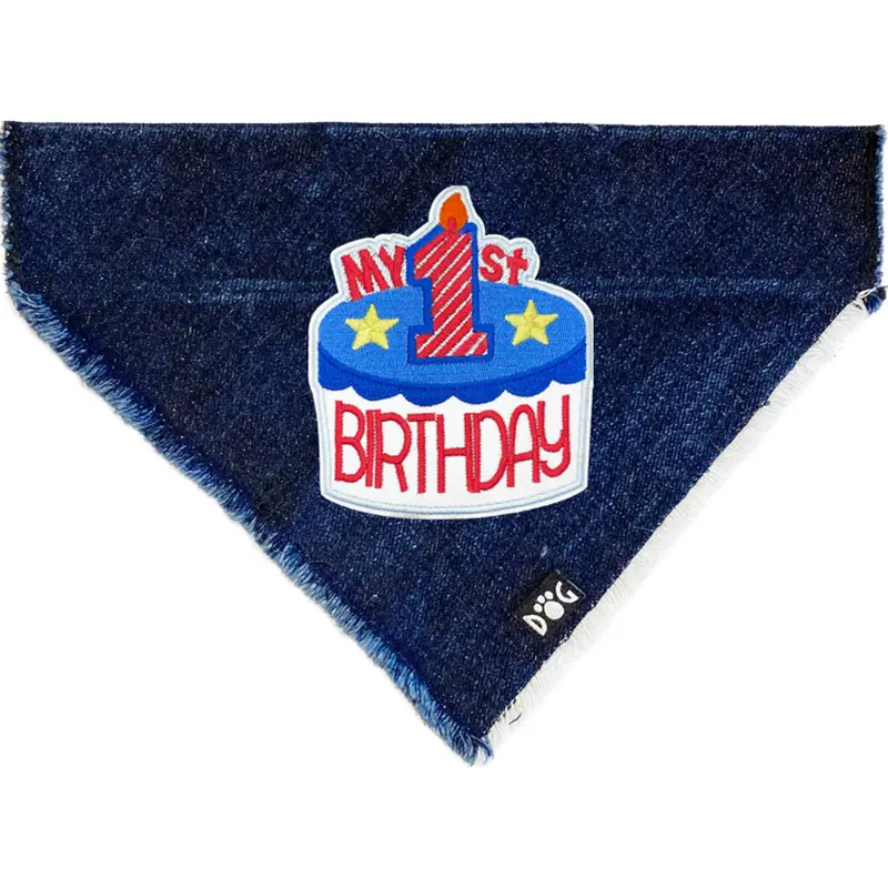 Blue First Birthday Denim Bandana