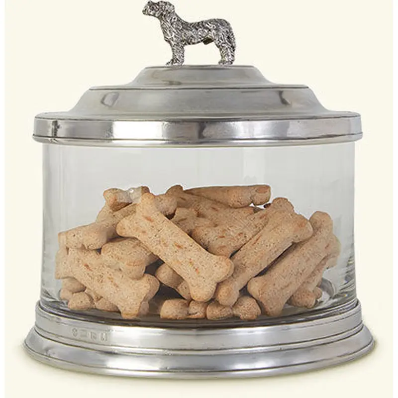 Glass Cookie Jar with and without Dog Finial Topper