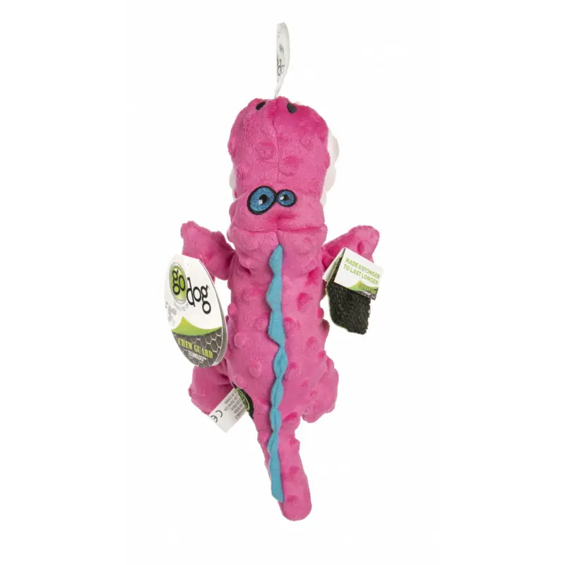 Go Dog Gators with Chew Guard Technology Durable Plush Squeaker Dog Toy Pink