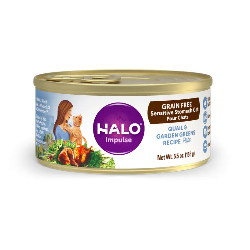 Halo Holistic Sensitive Stomach Grain Free Quail & Garden Greens Pate Canned Cat Food