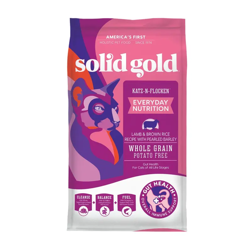 Solid Gold Katz N Flocken Lamb, Pearled Barely and Brown Rice Cat Food (3lb)