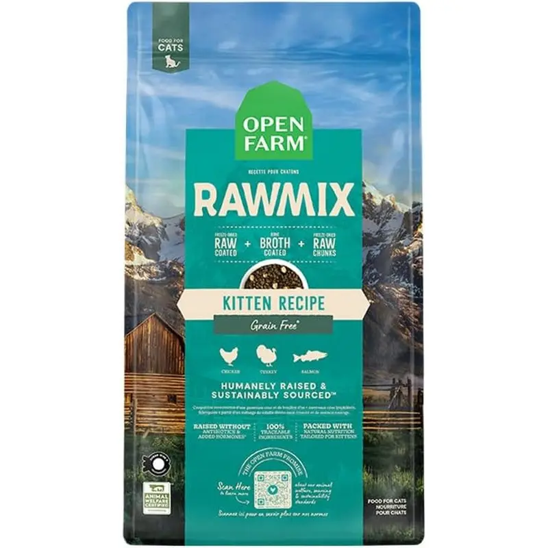 Open Farm Rawmix  Grain-Free Dry Cat Food - Kitten Formula - 2.2lb Bag
