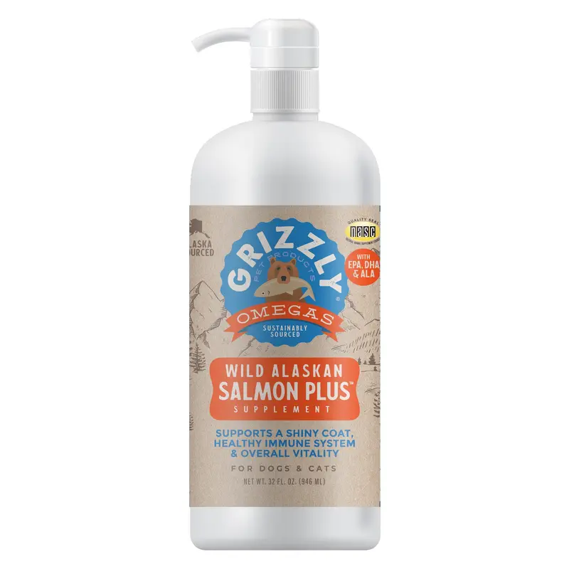 Grizzly Salmon Plus Omega 3-6-9 Food Supplement for Dogs and Cats, 32oz
