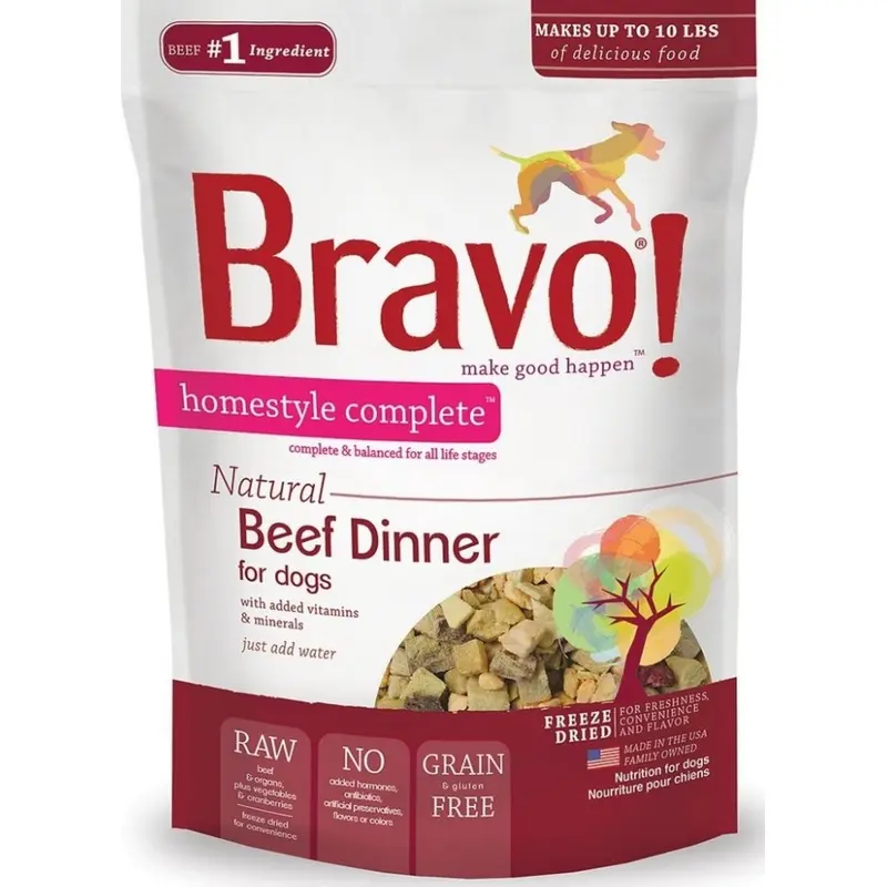 Bravo! Freeze Dried Homestyle Complete Beef Dinner For Dogs Food