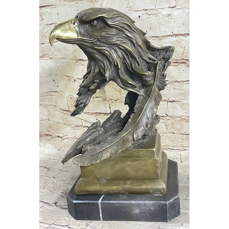 Original Life Size American Bald Eagle Bronze Bust Sculpture Extra Large Figure