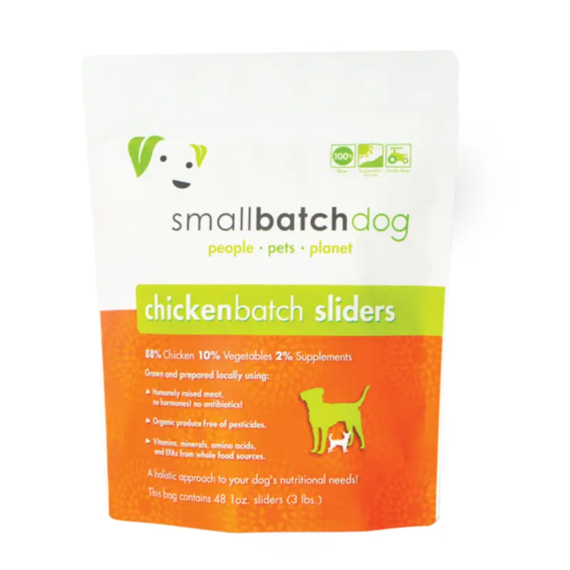 SmallBatch Frozen Chicken Sliders Raw Dog Food 3lb