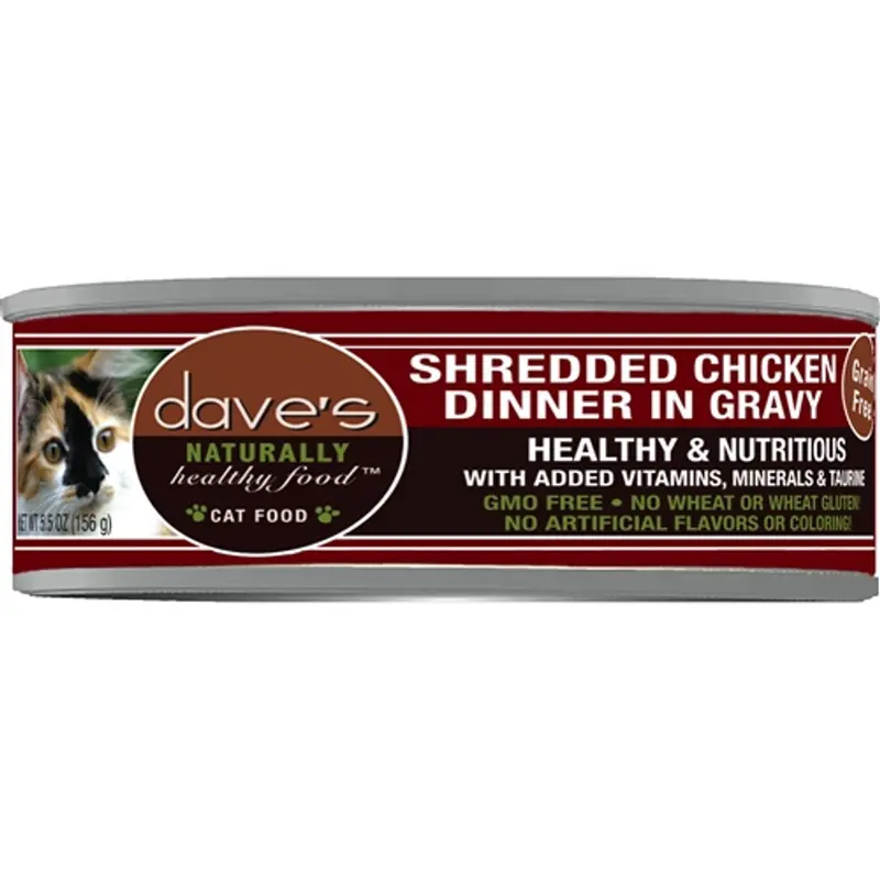 Dave's Pet Food Naturally Healthy Grain Free Shredded Chicken Cat Food 5.5 Oz...