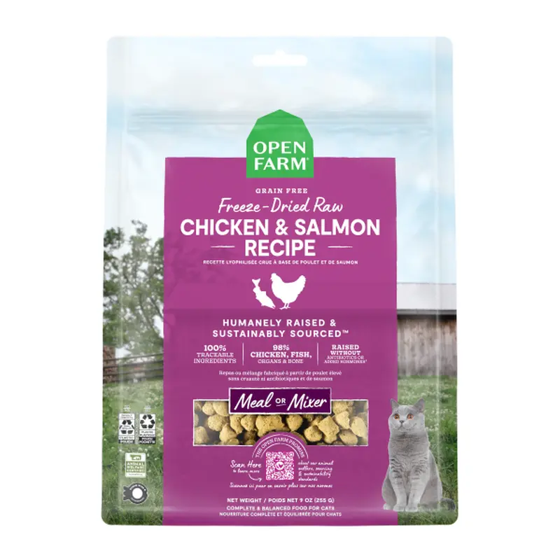 Open Farm Cat Freeze-Dried Raw Chicken&Salmon Morsels 9oz