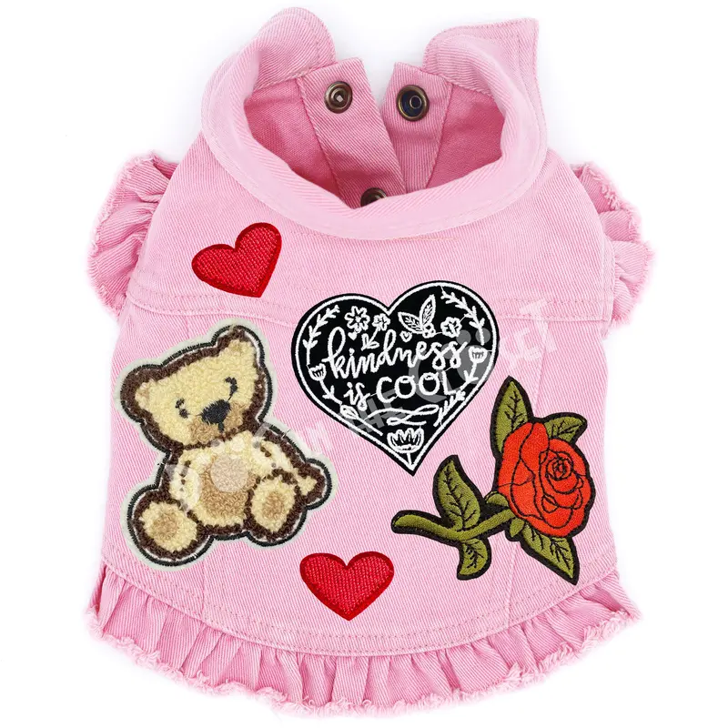 Kindness is Cool Little Bear Denim Dog Jacket