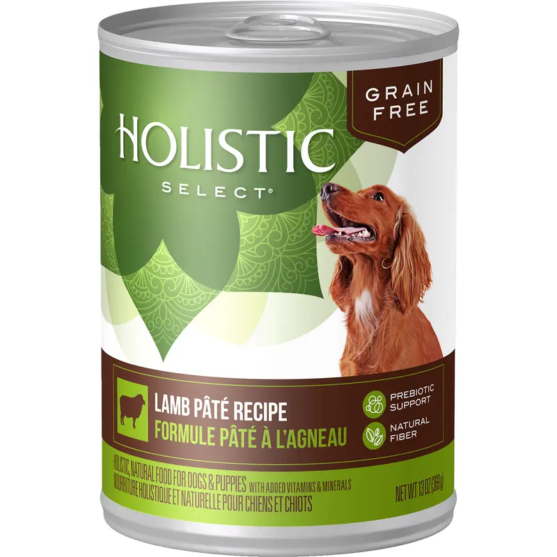 Holistic Select Natural Grain Free Lamb Pate Canned Dog Food: 13 Oz Cans/Case of 12