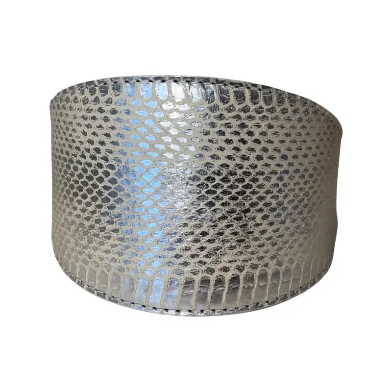 Stunning Silver Snake 4 Wide Style Collar With Silver Classic Hardware